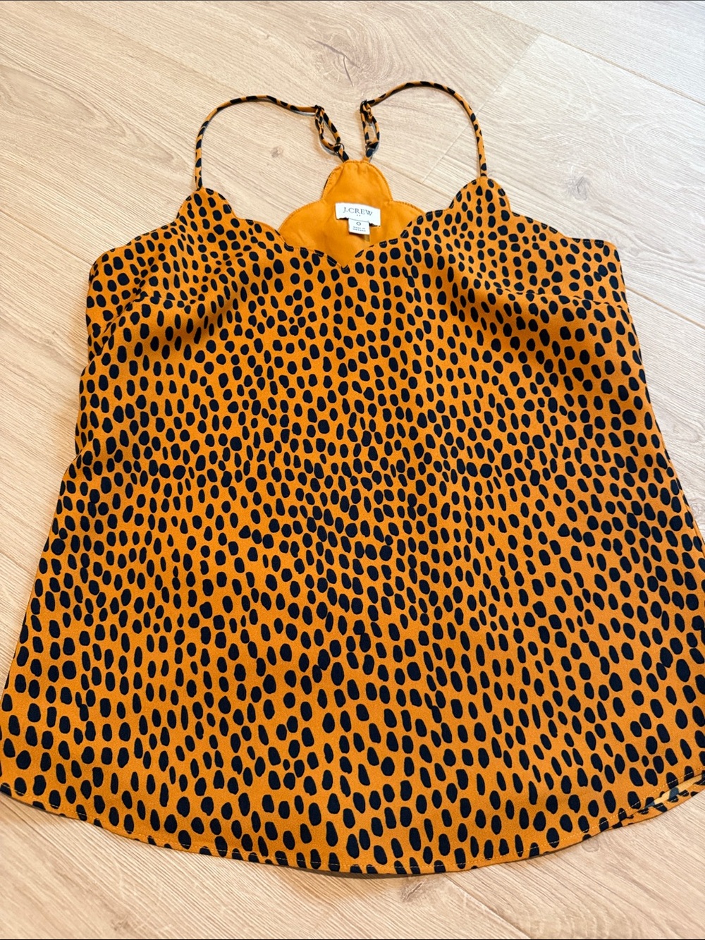 J. Crew Orange Cheetah-Spot Scallop Edge Camisole